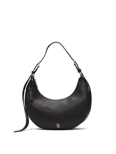 Sac Porté Épaule En Demi-lune, Black Pebble, large