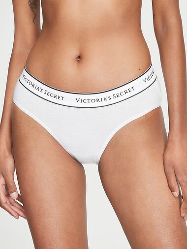 Culotte Haute En Coton Avec Logo, White, large