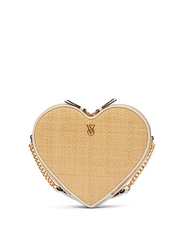 Heart Crossbody Bag, Straw, large