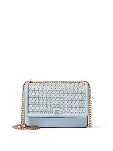 Sac À Bandoulière Moyen, Blue Woven, large