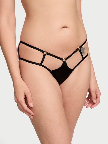 Culotte Avec Lanières Et Détails En Métal, Black, large