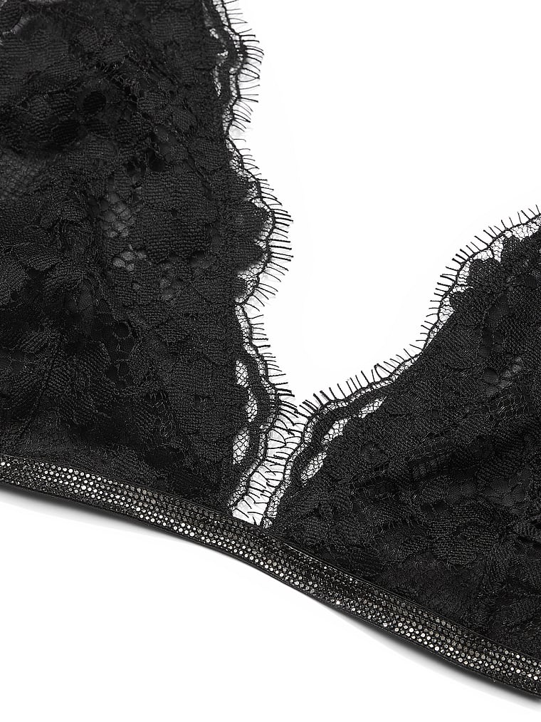 Soutien-gorge Triangle En Dentelle Avec Bande Scintillante, Black, large