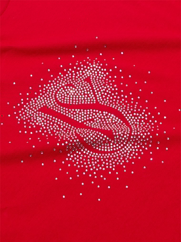 Ensemble Pyjama Avec T-shirt À Manches Longues Et Pantalon En Flanelle, LIPSTICK LOGO DOTS, large