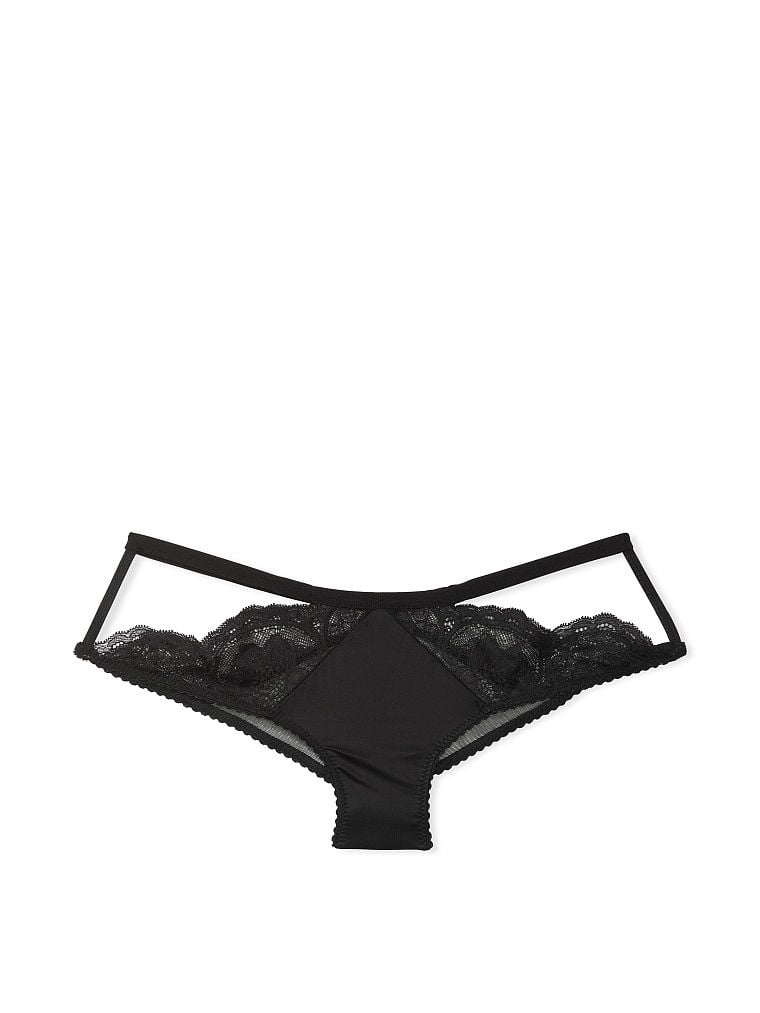 Culotte En Dentelle Avec Lanières, Black, large