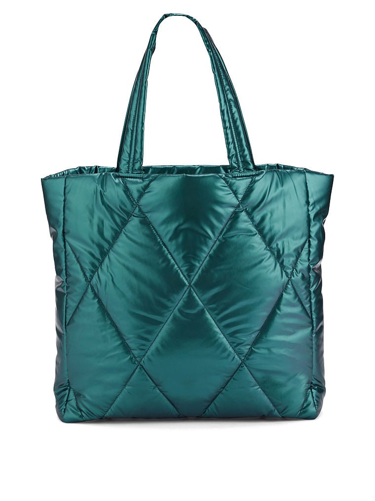 Sac Porté Épaule Matelassé En Duvet, Teal, large