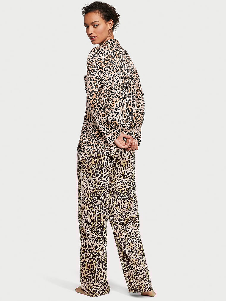 Ensemble Pyjama Long En Satin, Wavy Leopard, large