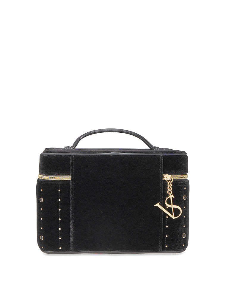 Trousse En Velours Clouté, Black/Gold, large