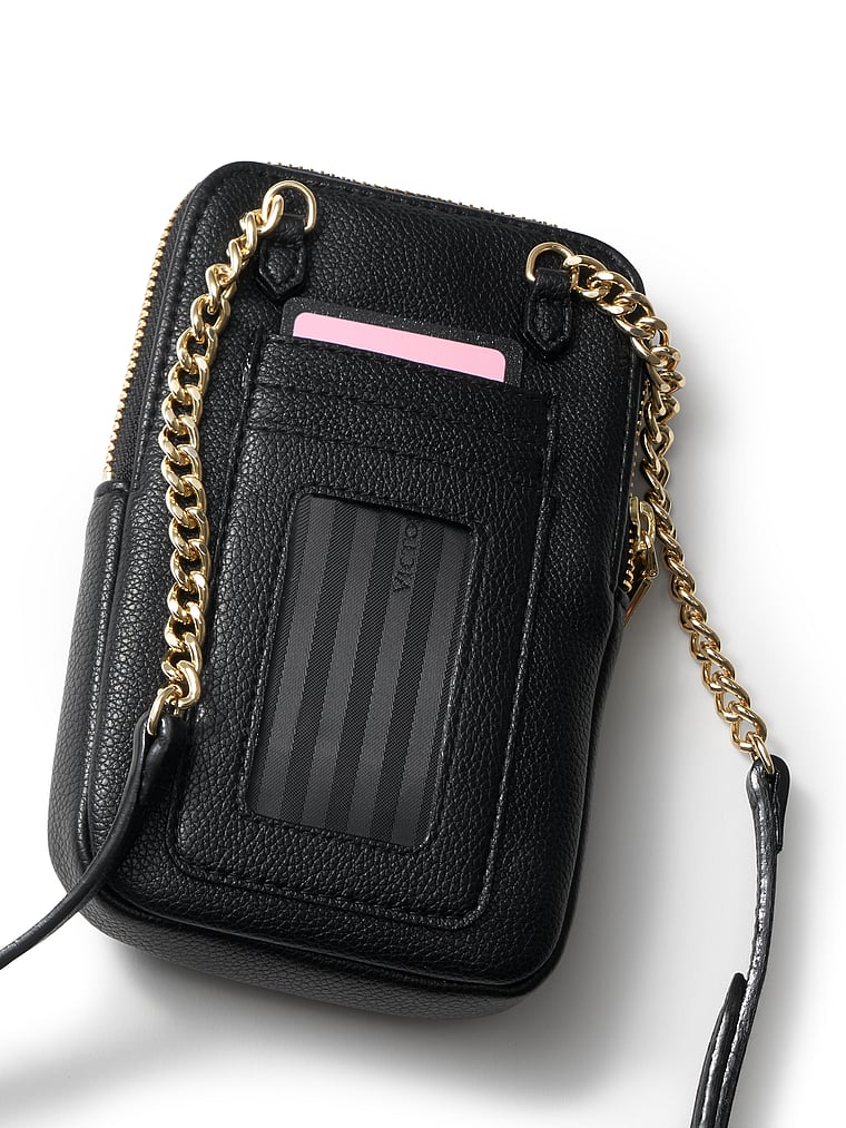Étui Porte-téléphone Matelassé À Bandoulière En Chaîne, BLACK, large