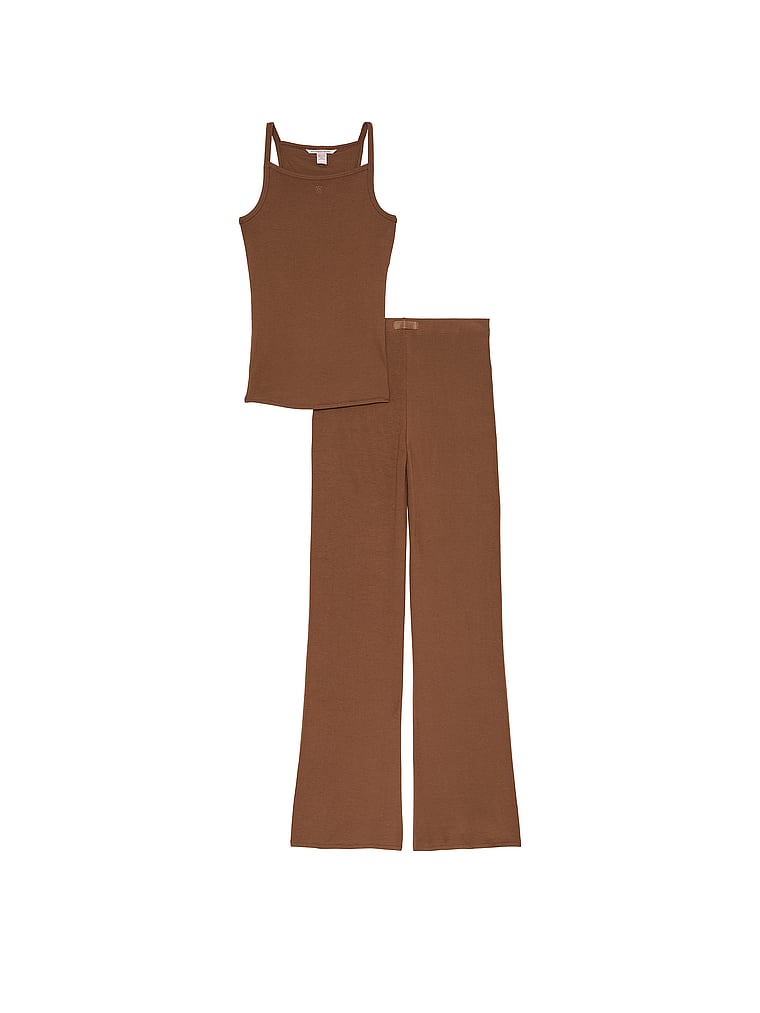 Ensemble Caraco Et Pantalon En Modal Côtelé, MOUSSE, large