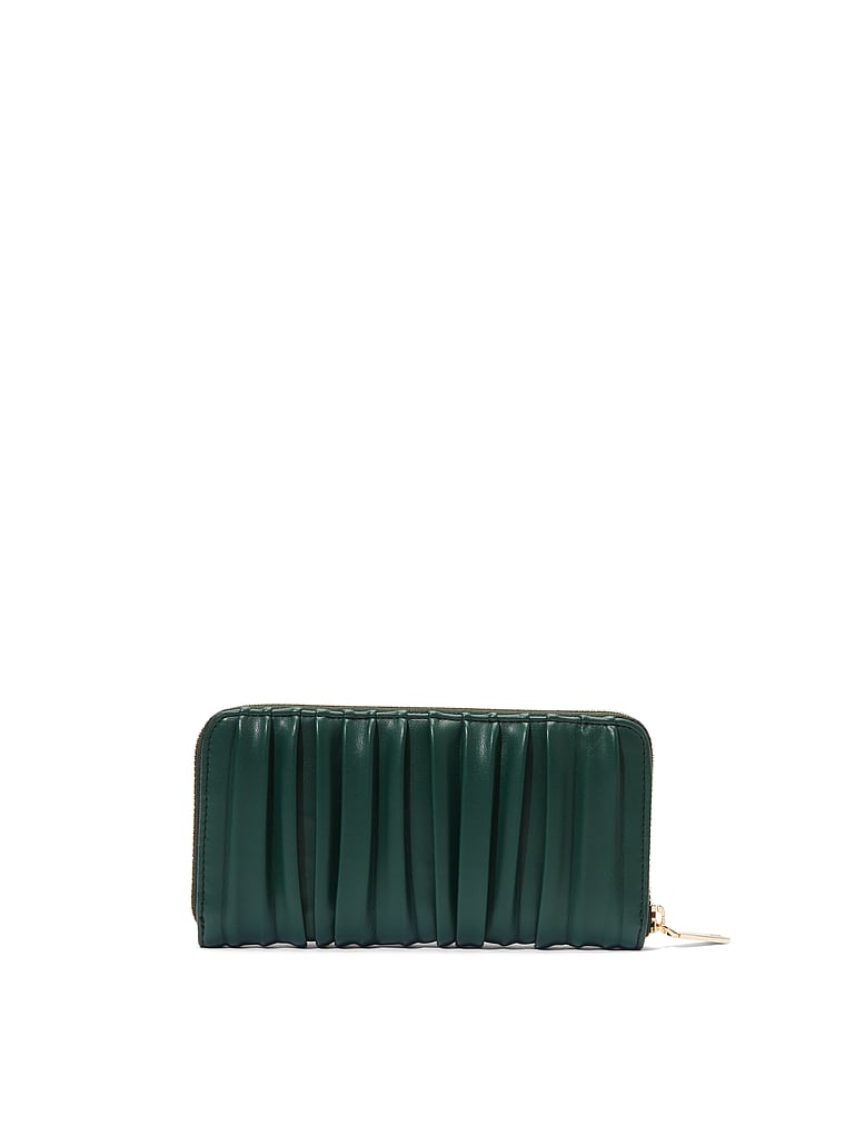 Portefeuille Zippé Grand Format, Black Ivy Pleated, large