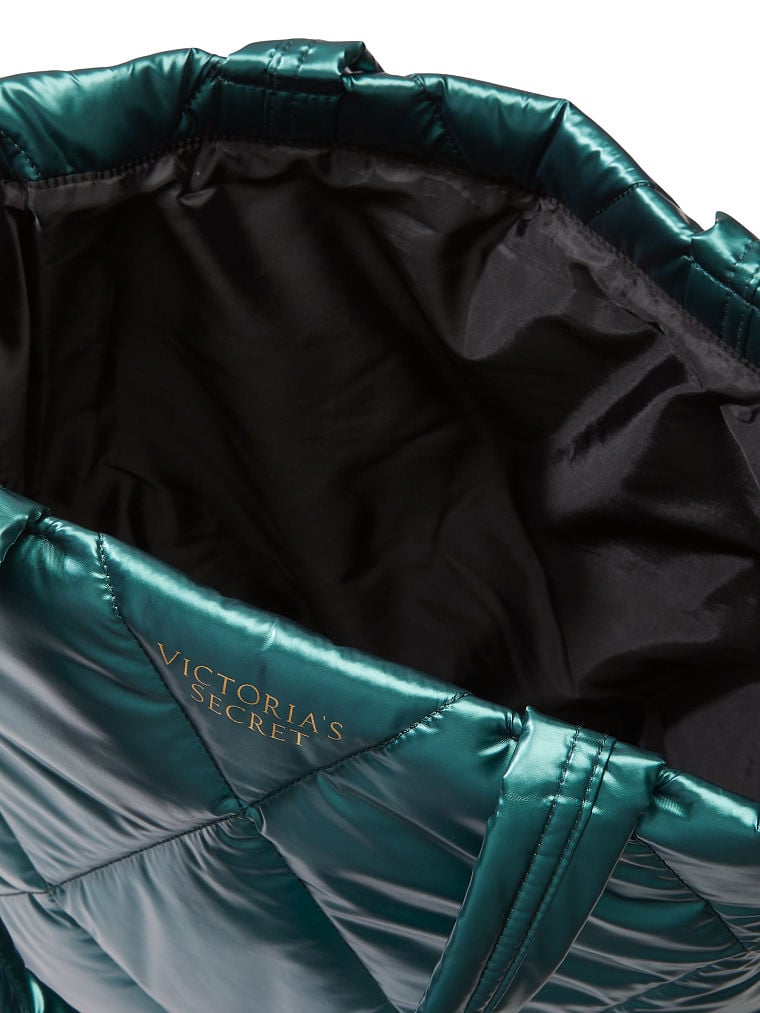 Sac Porté Épaule Matelassé En Duvet, Teal, large