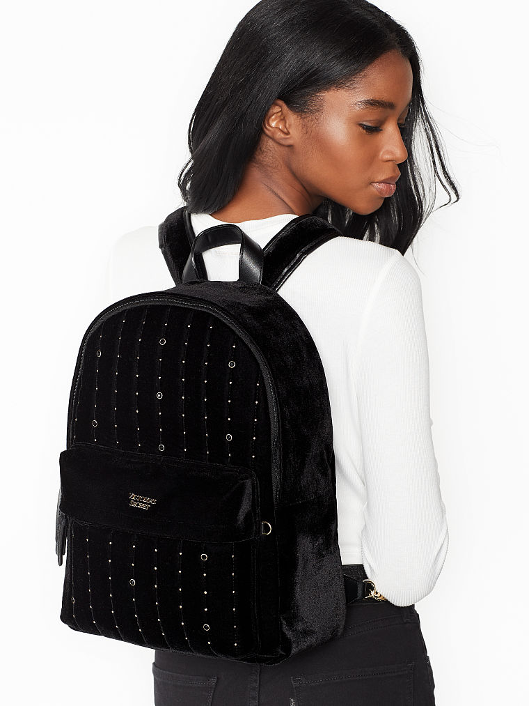 Velvet Stud City Backpack, , large