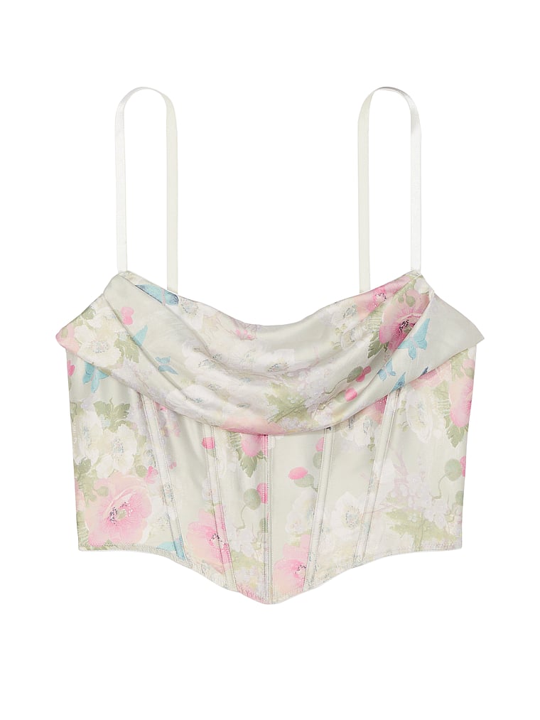 Satin Draped Corset Top, DELICATE GARDEN, large