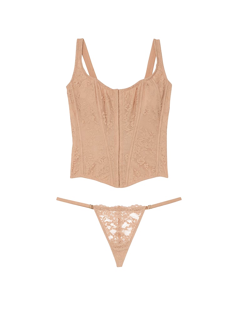 Classic Lace Corset Set, PRALINE, large