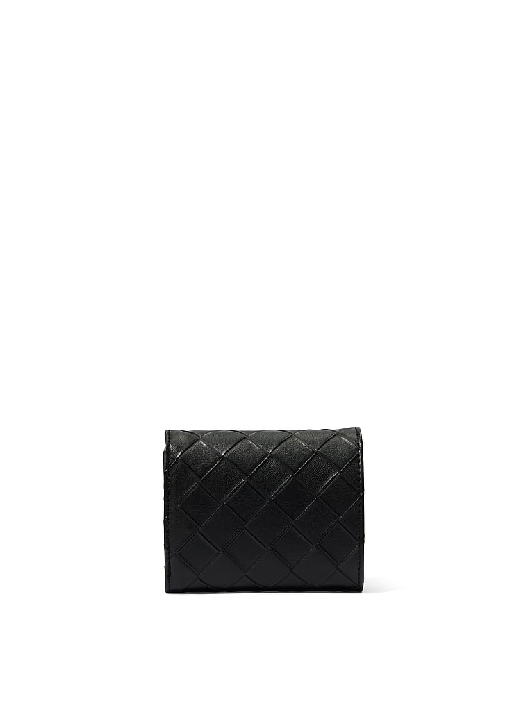 Small Flap Wallet, Black Woven, large