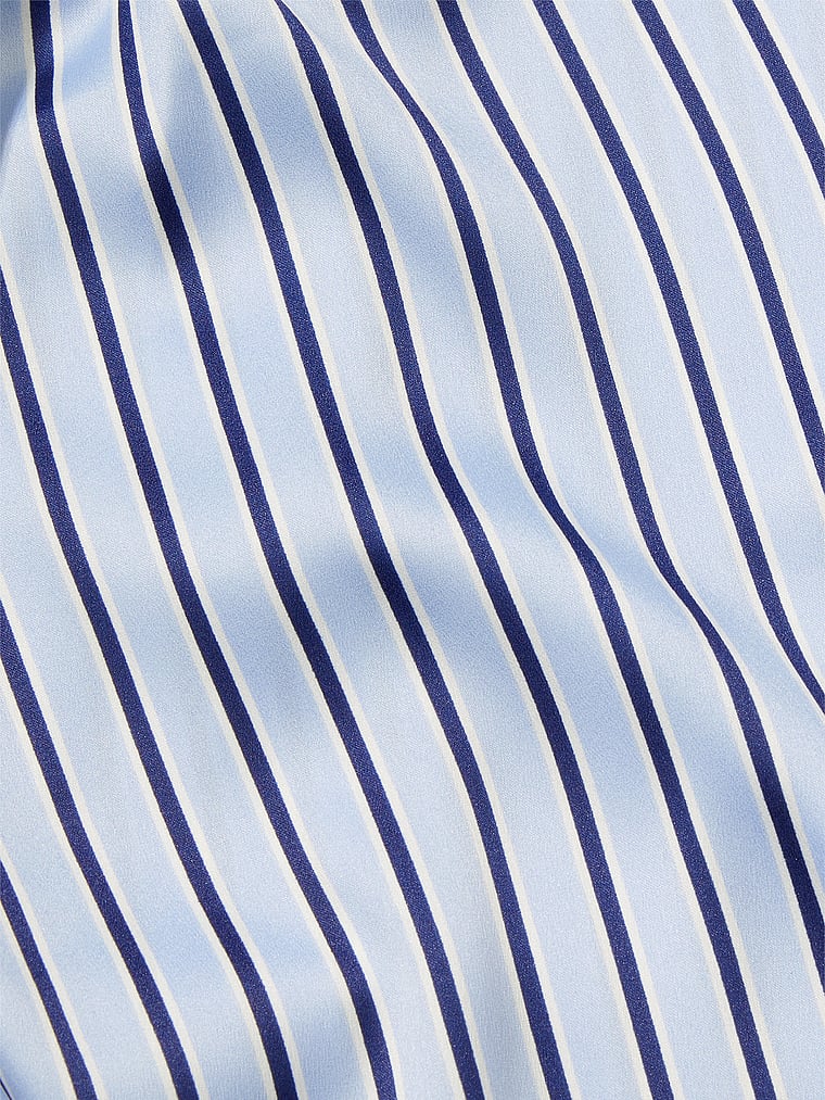 Ensemble Pyjama Long En Satin, Blue Crescent Stripes, large