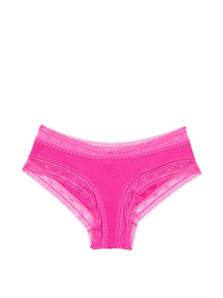 Culotte En Coton Côtelé Et Dentelle, Fuchsia Frenzy, large