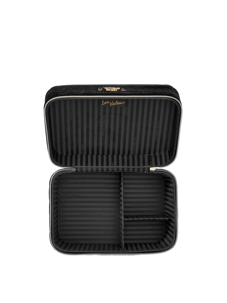 Trousse En Velours Clouté, Black/Gold, large