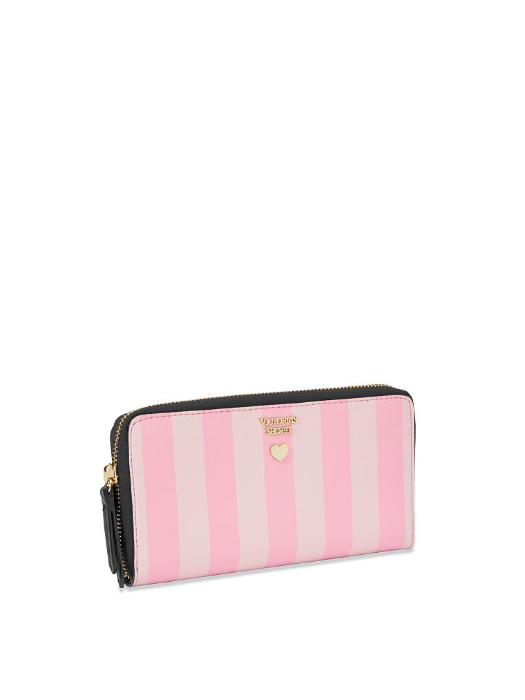Portefeuille Zippé Bande Logo, Pink, large