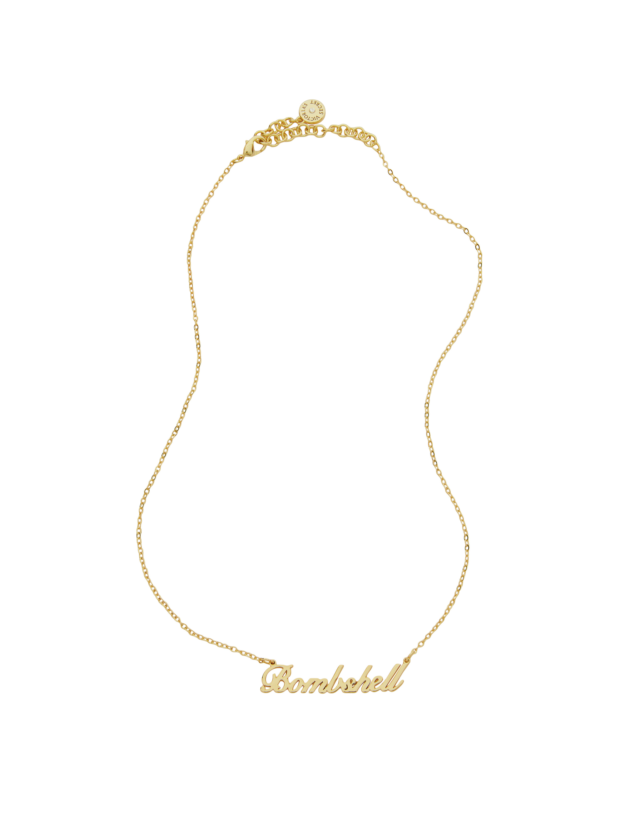Bombshell Collier Doré À Message, Description, large