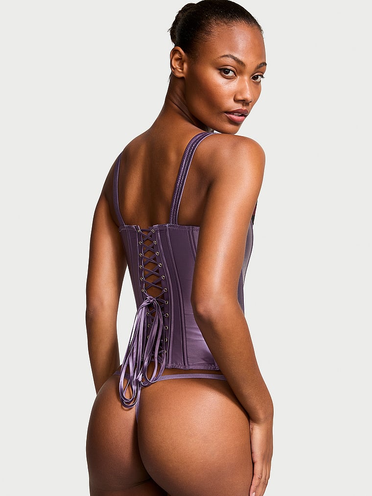Classic Silk Corset Set, FROZEN PLUM, large