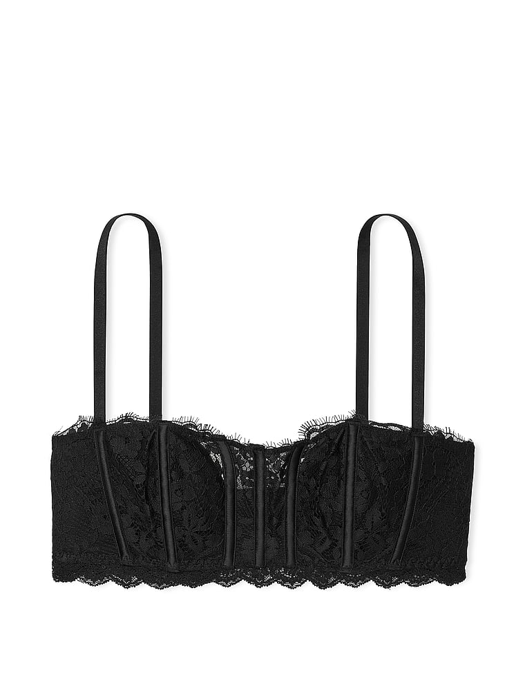 Soutien-gorge Bandeau En Dentelle Légèrement Ampliforme, Black, large