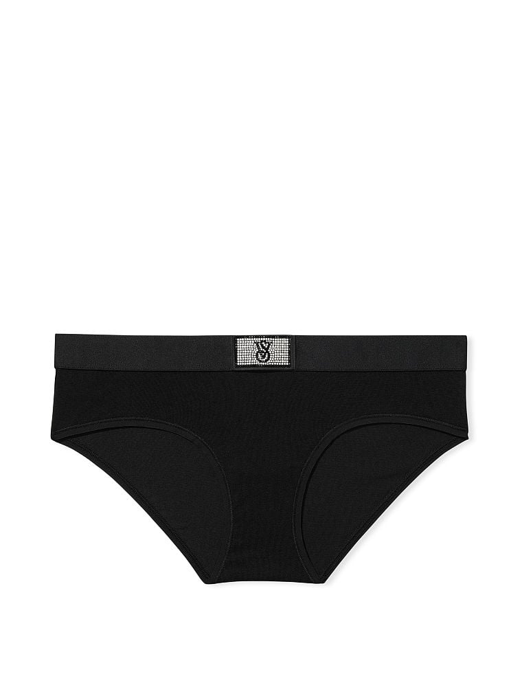 Culotte Haute Avec Patch Brillant, Black, large