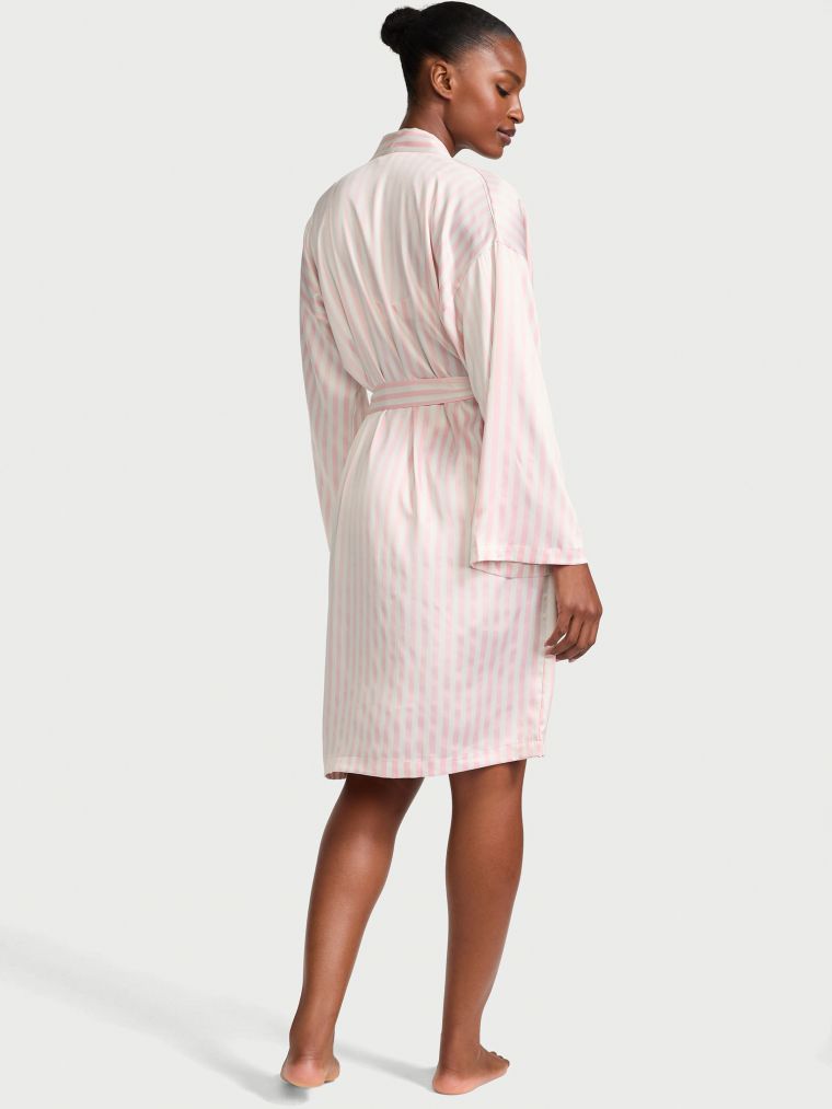 Kimono Midi En Satin, Pink Iconic Stripe, large