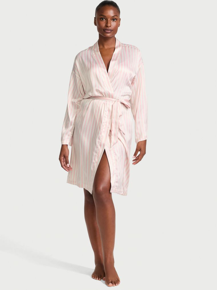 Kimono Midi En Satin, Pink Iconic Stripe, large