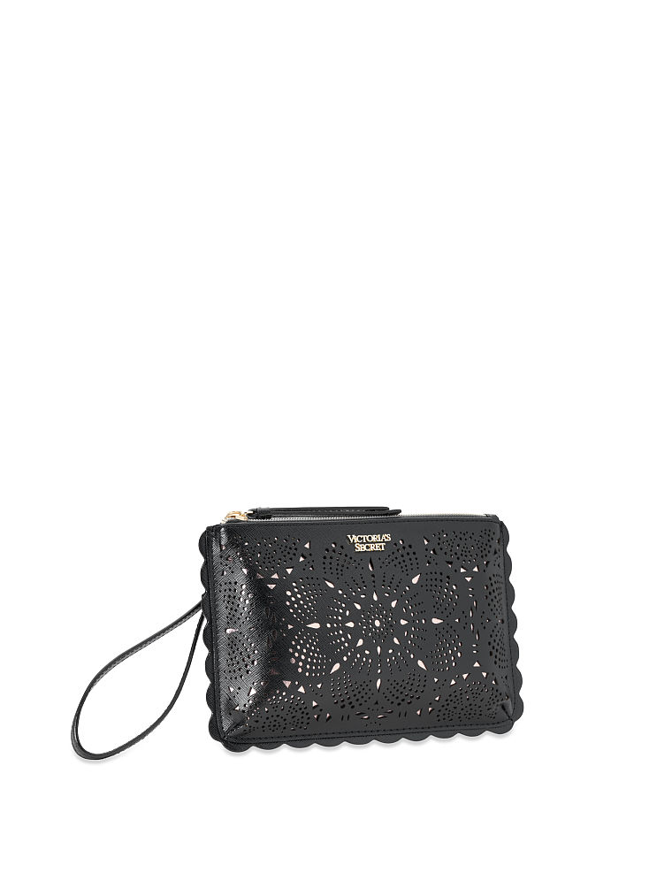 Pochette À Poignet De Soirée Motif Vs Découpé Au Laser, Black, large