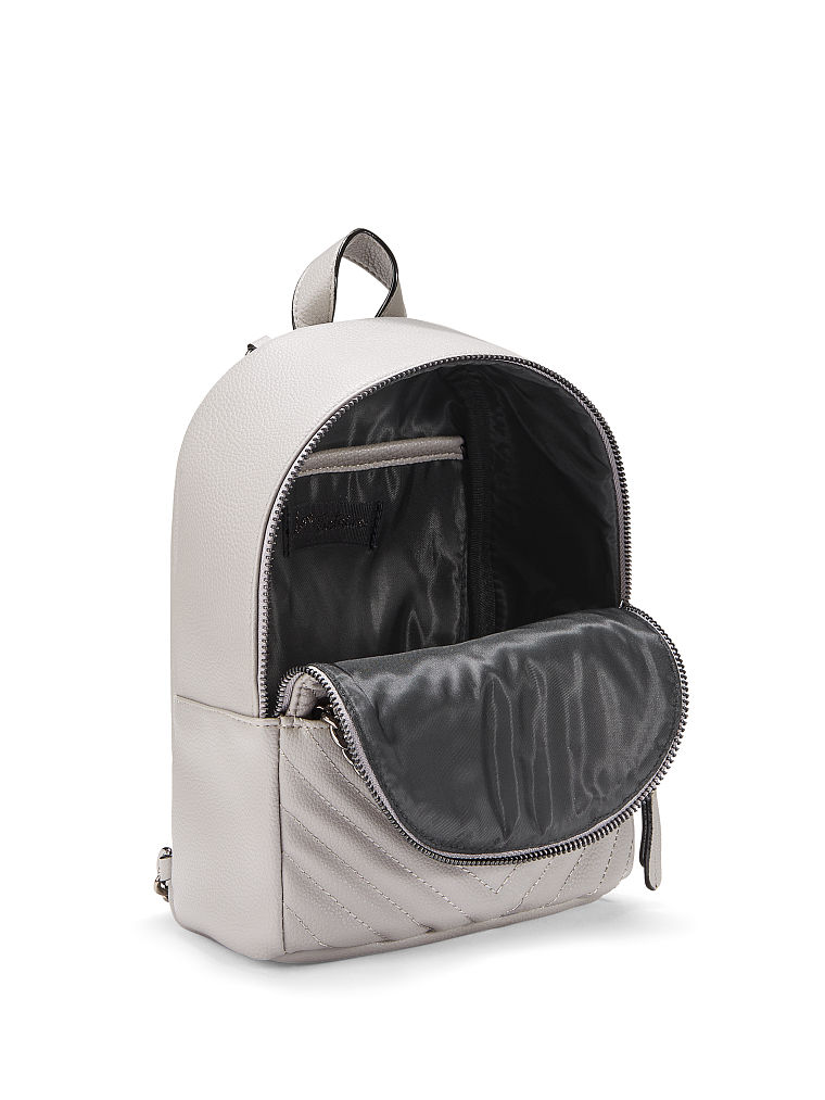 Petit Sac À Dos De Ville Matelassé En V, Grey, large