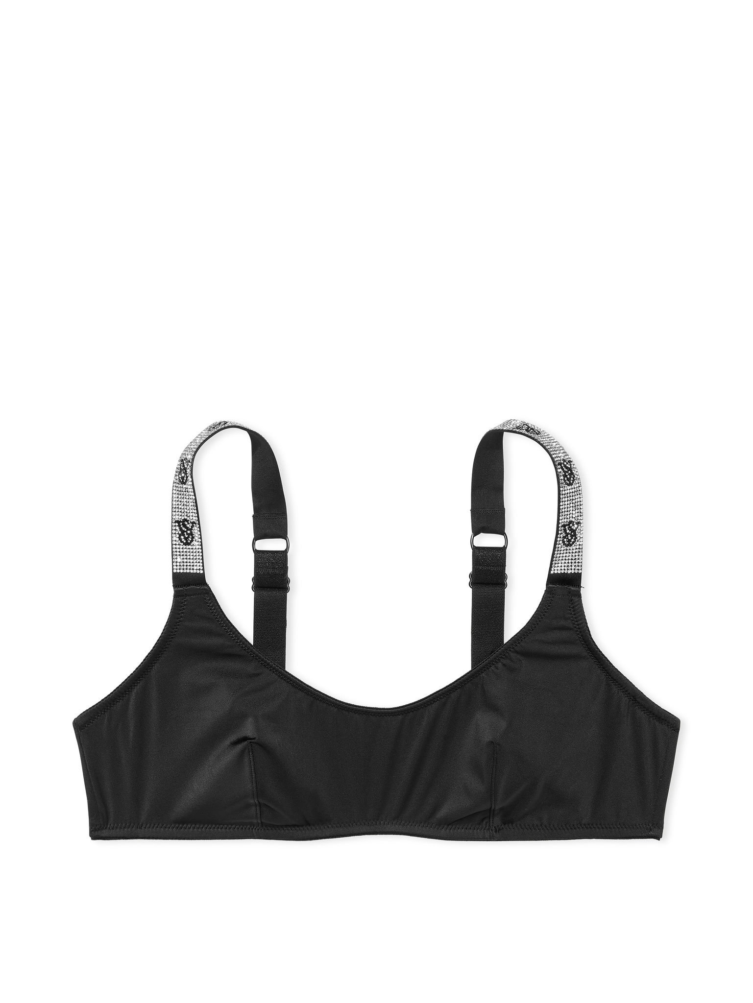 Brassière À Encolure Dégagée Avec Bretelles Brillantes, BLACK093 54A2, large