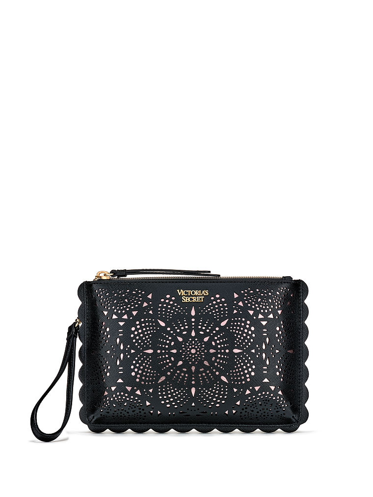 Pochette À Poignet De Soirée Motif Vs Découpé Au Laser, Black, large