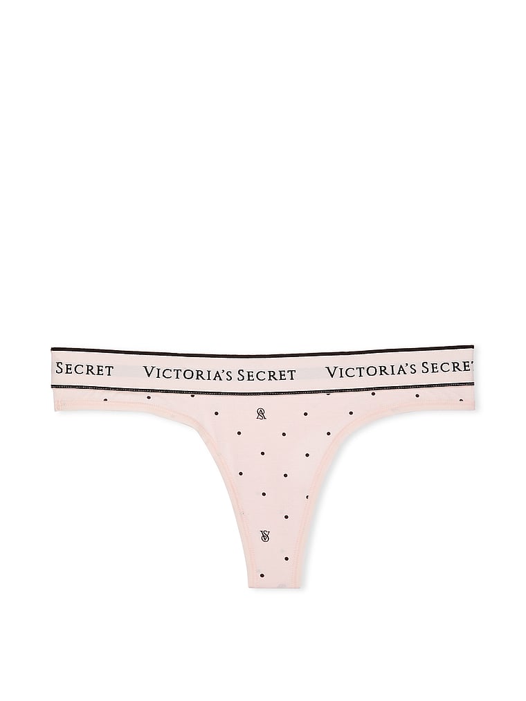 Culotte Haute En Coton Avec Logo, VS Pink Logo Dot, large