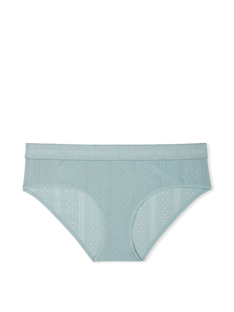 Culotte Haute En Pointelle Avec Ceinture Logotée, Sage Dust, large