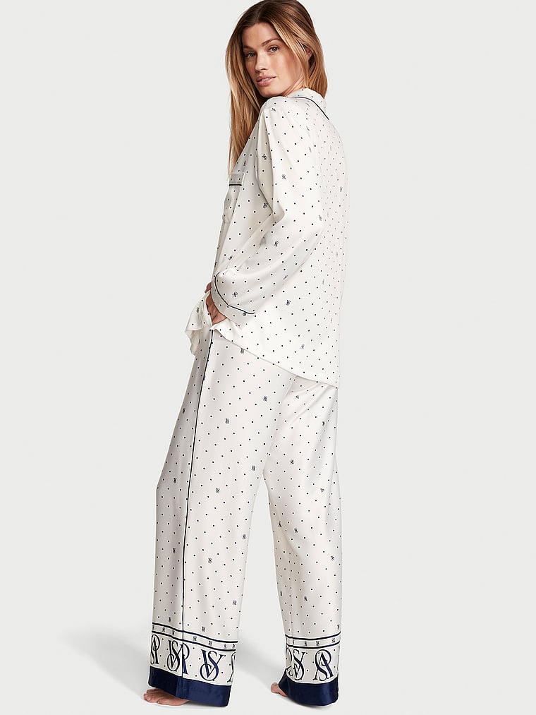 Ensemble Pyjama Long En Satin, Coconut White Dots, large