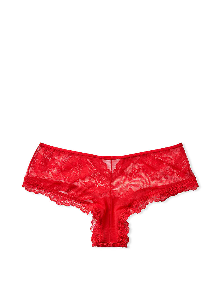 Tanga En Dentelle Et Tulle Transparent À Découpes, Lipstick, large