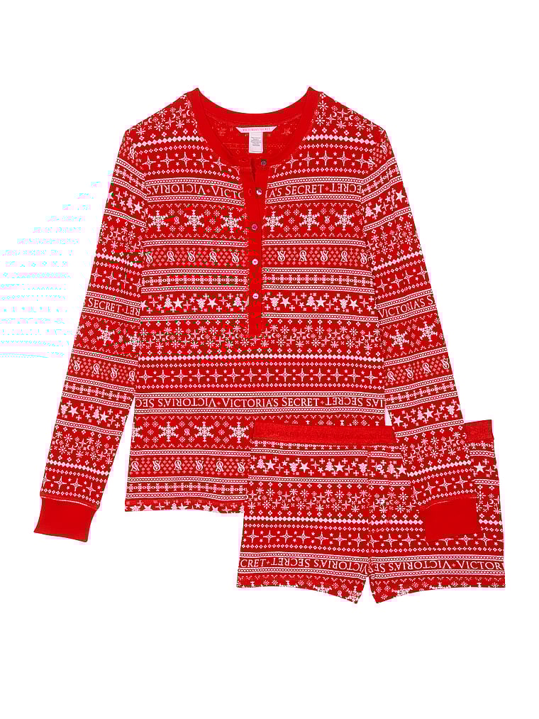 Ensemble Pyjama Thermique Court, LIPSTICK FAIR ISLE, large