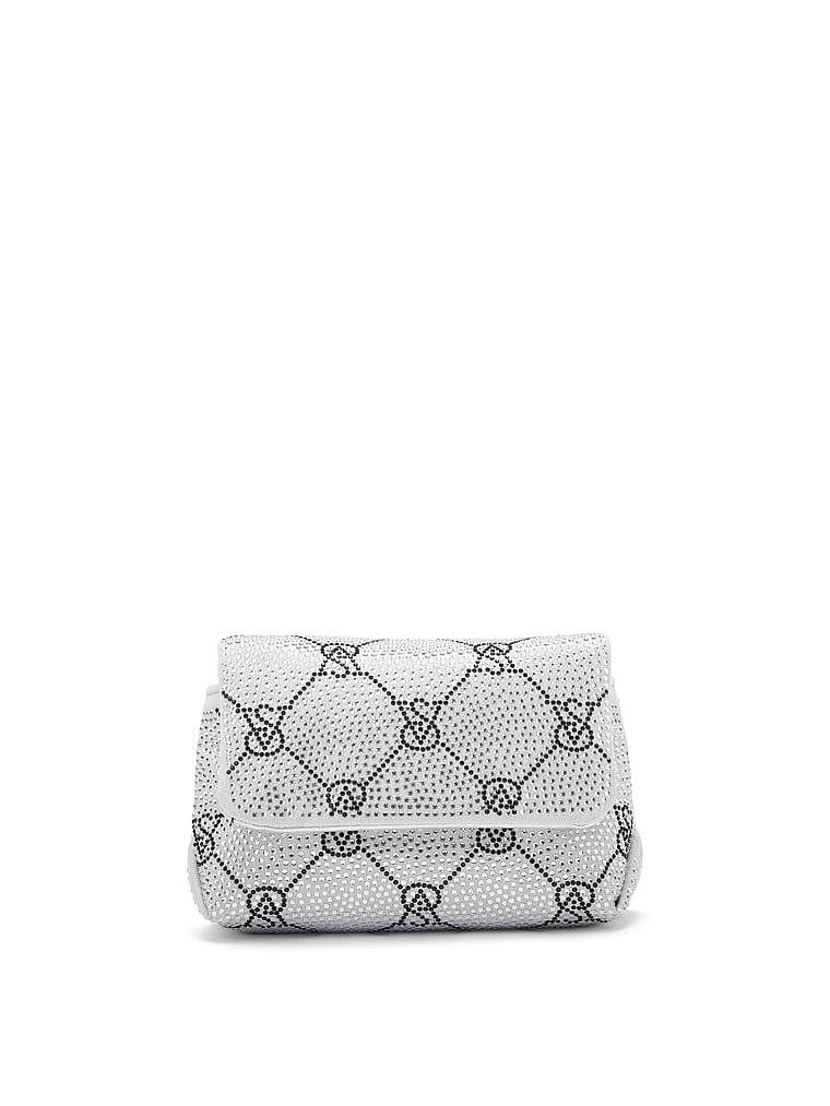 Micro Crossbody Bag, Silver Rhinestone, large