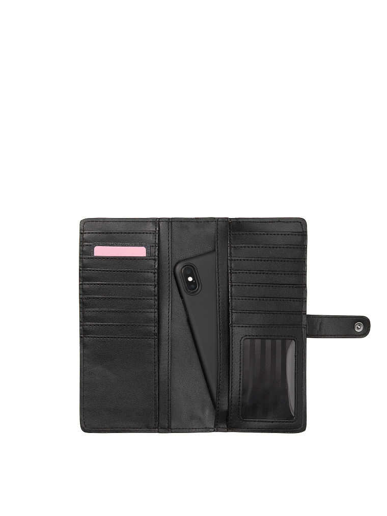 Portefeuille Fin Double Compartiment En Python, Grey Python, large