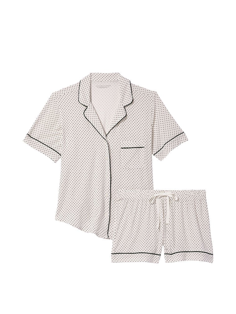 Ensemble Pyjama Court En Modal, White Pin Dots, large