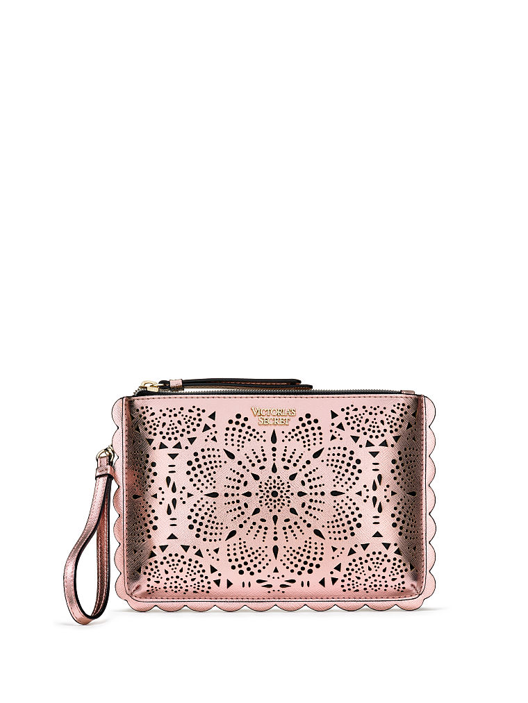 Pochette À Poignet De Soirée Motif Vs Découpé Au Laser, Rose Gold, large