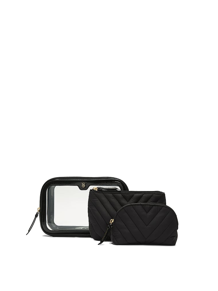Trousse De Maquillage 3 Pièces, Black V-Quilt, large