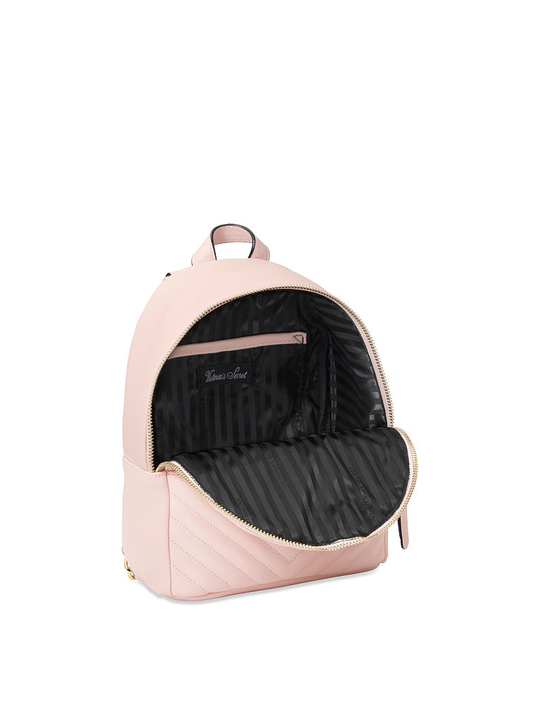 Petit Sac À Dos De Ville Matelassé En V, Blush, large