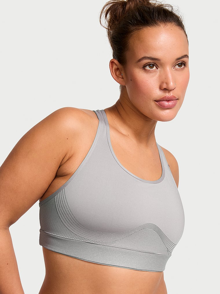 Nouveau Modèle ! Soutien-gorge De Sport Player Avec Détails Brillants, Sterling Silver, large