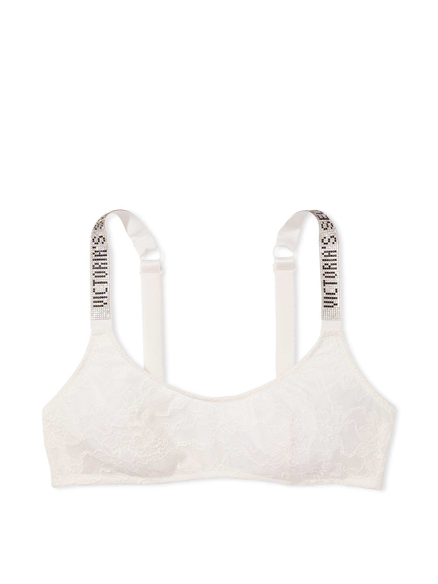 Brassière À Encolure Dégagée Avec Bretelles Brillantes, Coconut White, large