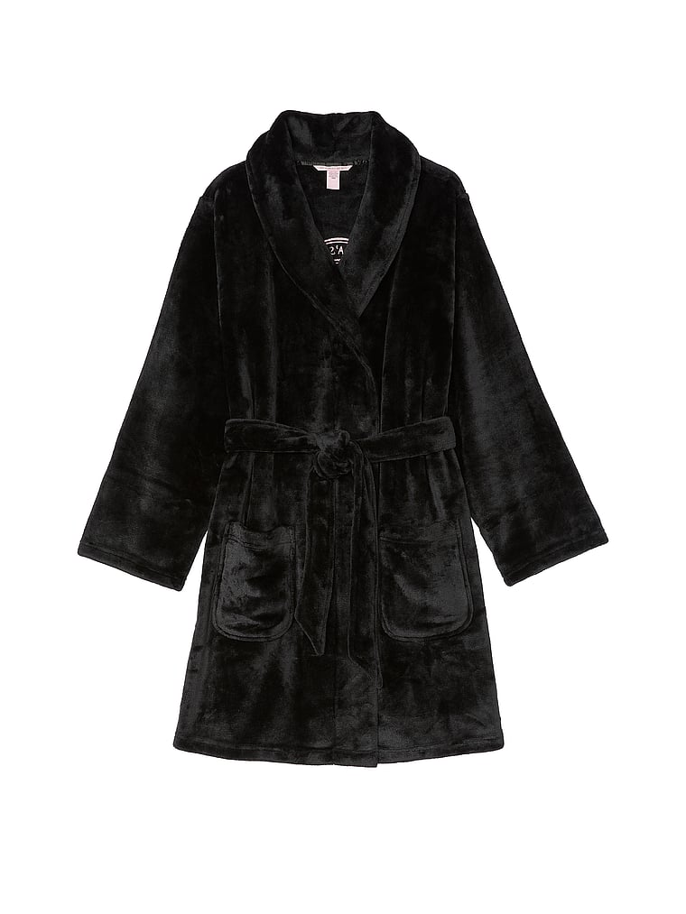 Robe De Chambre Courte Ultradouce, Black, large