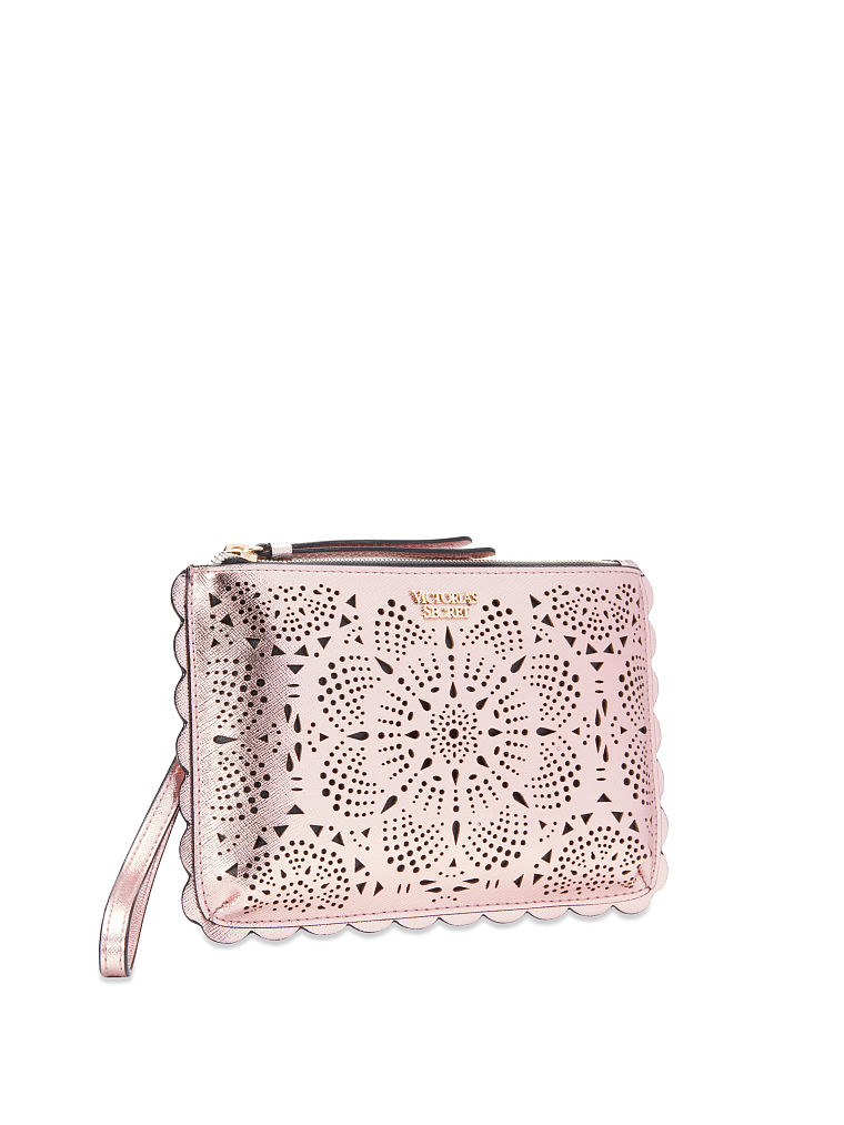 Pochette À Poignet De Soirée Motif Vs Découpé Au Laser, Rose Gold, large