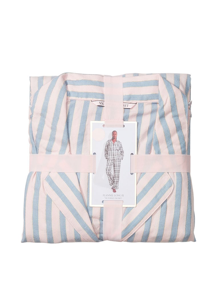 Ensemble Pyjama Long En Flanelle, Pink Blue Classic Stripe, large