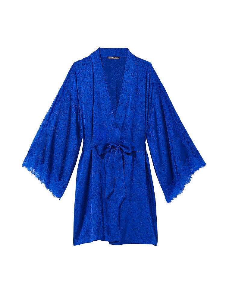 Kimono En Jacquard Avec Empiècements En Dentelle, Blue Oar, large